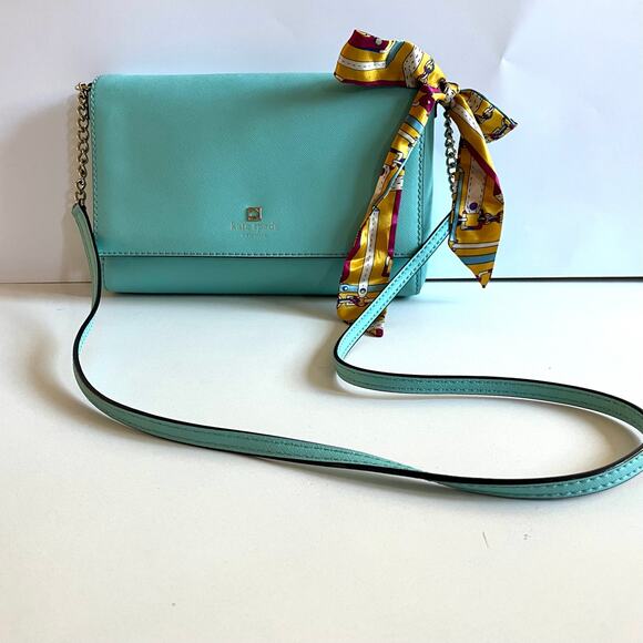 KATE SPADE Charlotte Street Alex Leather Crossbody, Blue Aqua - Picture 3 of 13